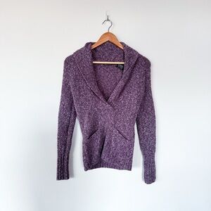 Vintage VTG Moda International Purple Wool Blend Collared 90s Y2K Sweater